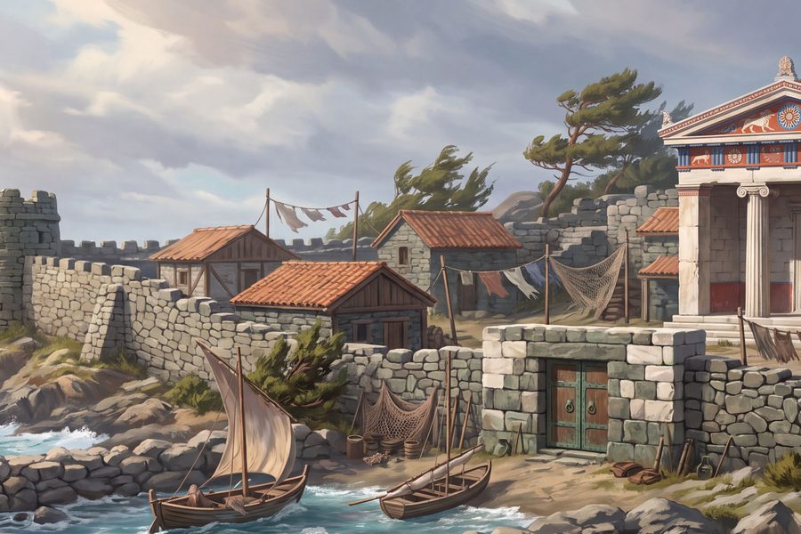 Termera (Turgutreis), rüzgârlı kıyıda tahkimatlı bir yerleşim.